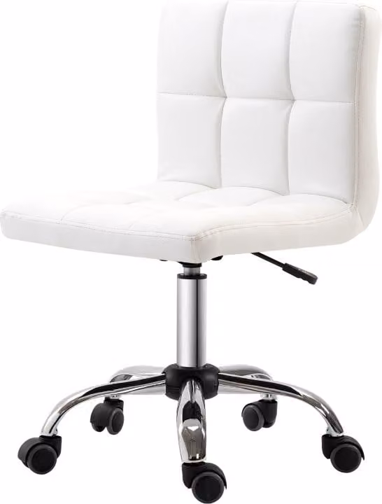 okwish sedia girevole ergonomica regolabile in altezza sedia da ufficio senza braccioli con cuciture eleganti sullo schienale, sedia per computer con 5 ruote silenziose, bianco
