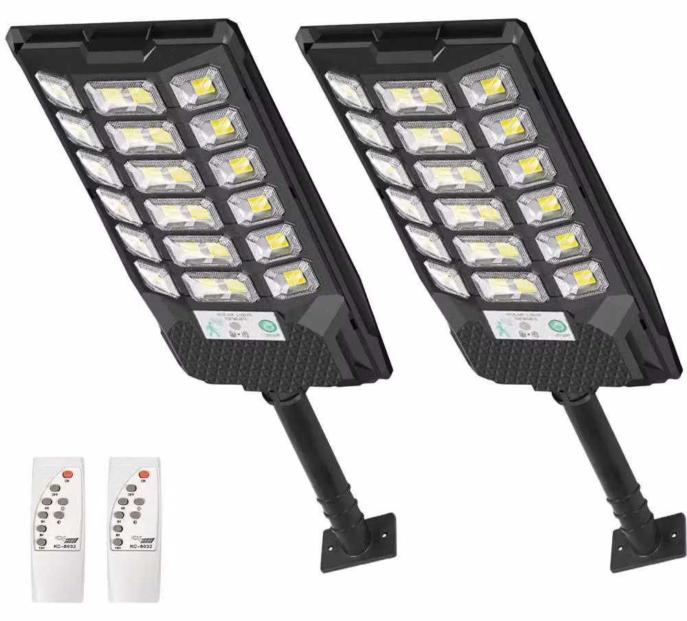 Lampade solari per esterni - Set di 2 luci stradali a LED da parete - Funzionamento al crepuscolo fino all'alba - Grado di protezione IP65 (resistente all'acqua) - Con telecomando - Ideali per giardino e garage