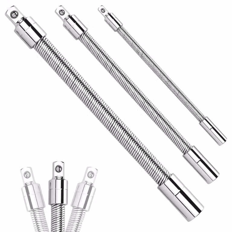 Set di 3 prolunghe flessibili per chiavi a bussola, con prolunghe da 1/2, 3/8 e 1/4 di pollice