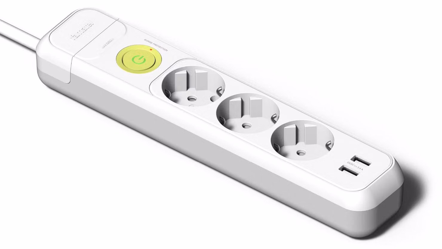 FAMATEL – Ciabatta multipresa con 3 prese elettriche + 2 porte USB + interruttore | Cavo da 1,5 metri