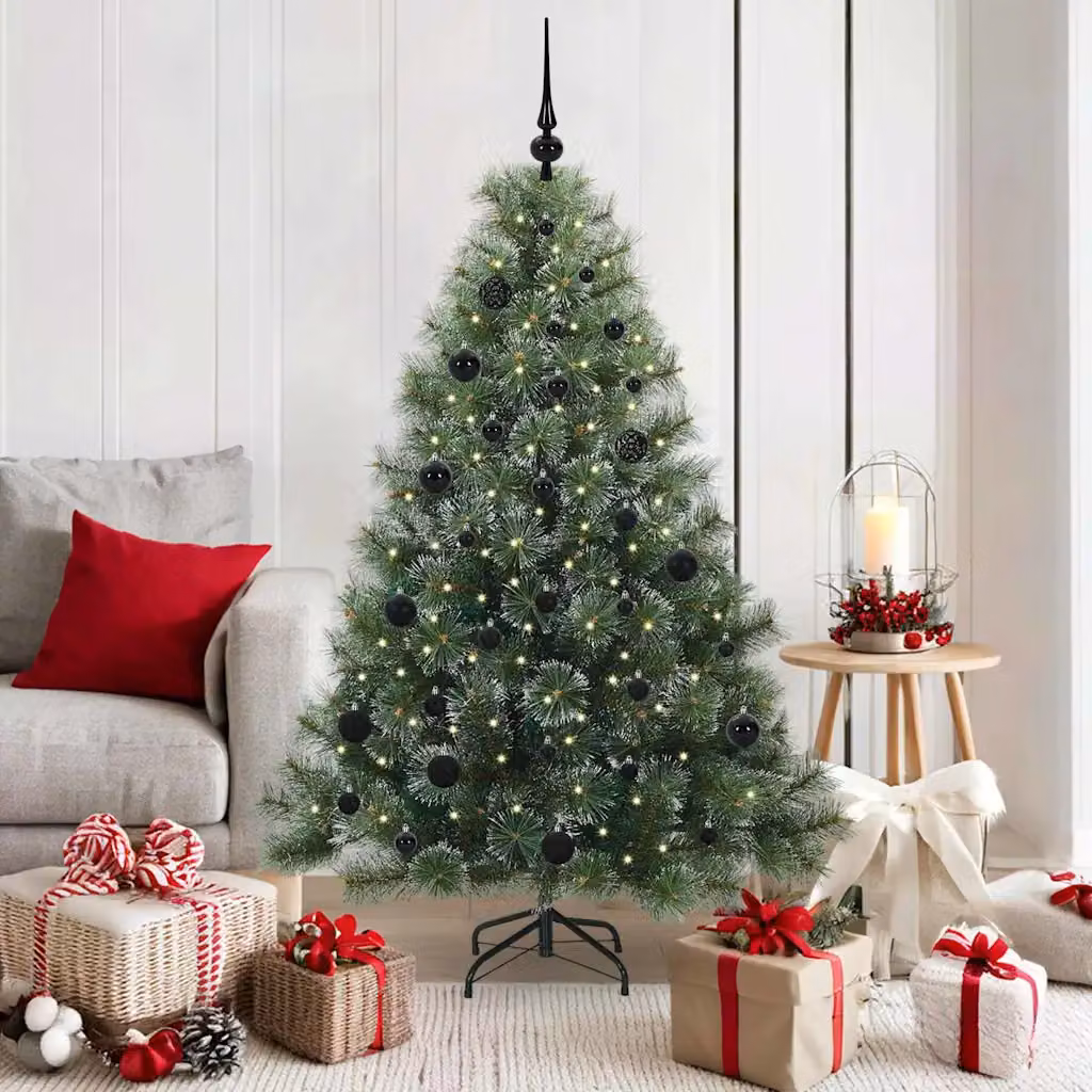 Albero di Natale artificiale vidaXL verde con 150 LED luce bianca calda, Altezza: 150 cm, in PE e PVC