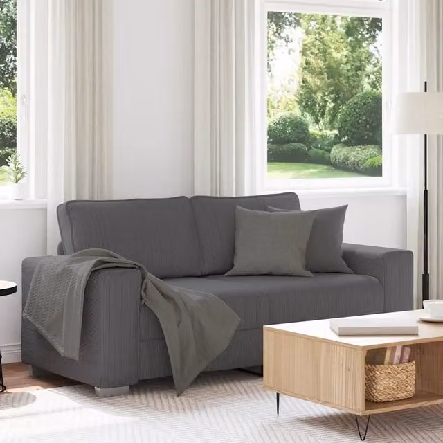 Divano Divanetto-Sofa Grigio Scuro 140 cm Tessuto di Velluto a Coste