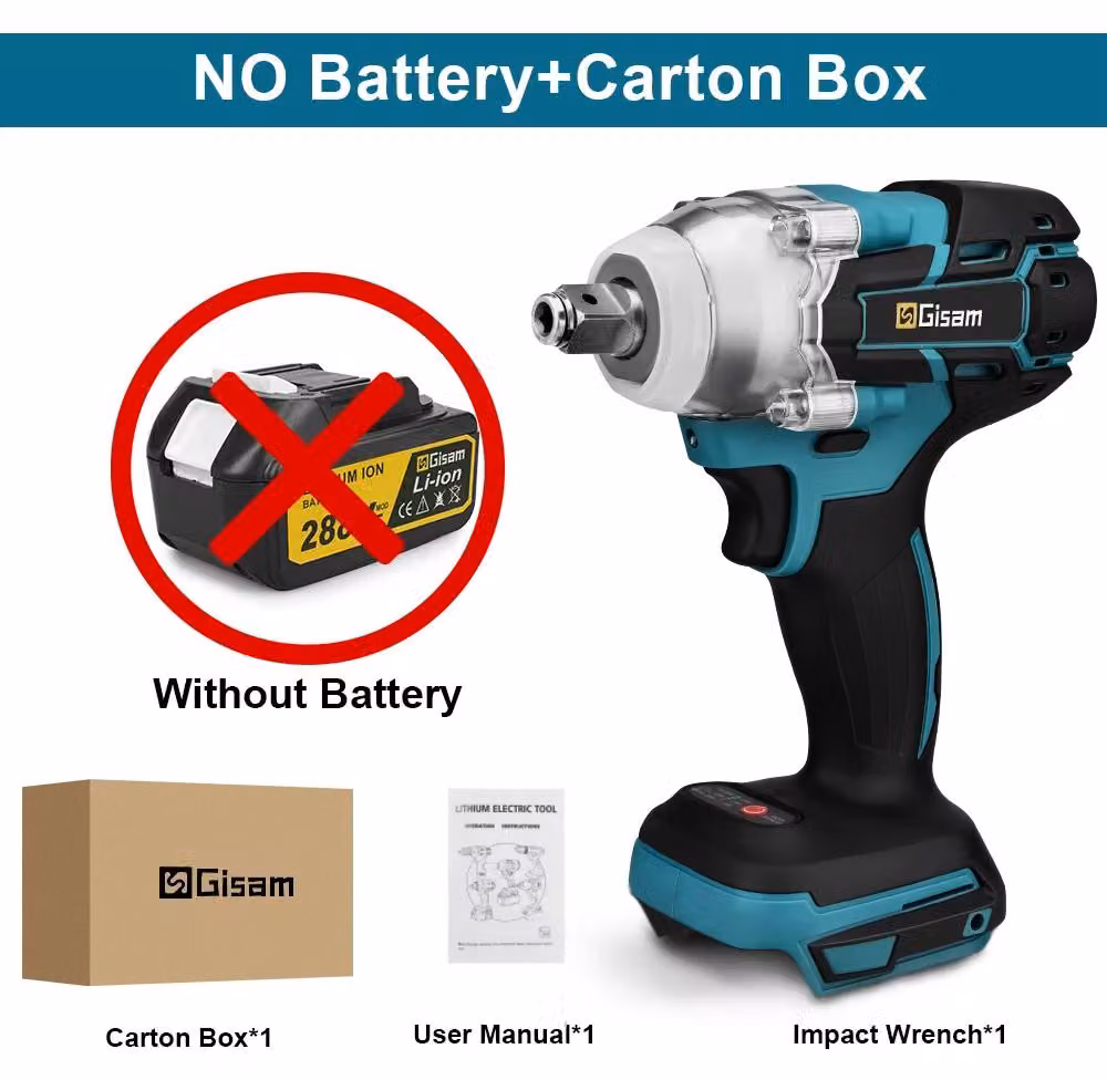 Avvitatore a impulsi - Avvitatore a impulsi a batteria da 18V - Senza fili - Motore brushless - Coppia di 520 Nm - Attacco quadrato da 1/2" (1,27 cm) - Senza batteria e caricabatterie