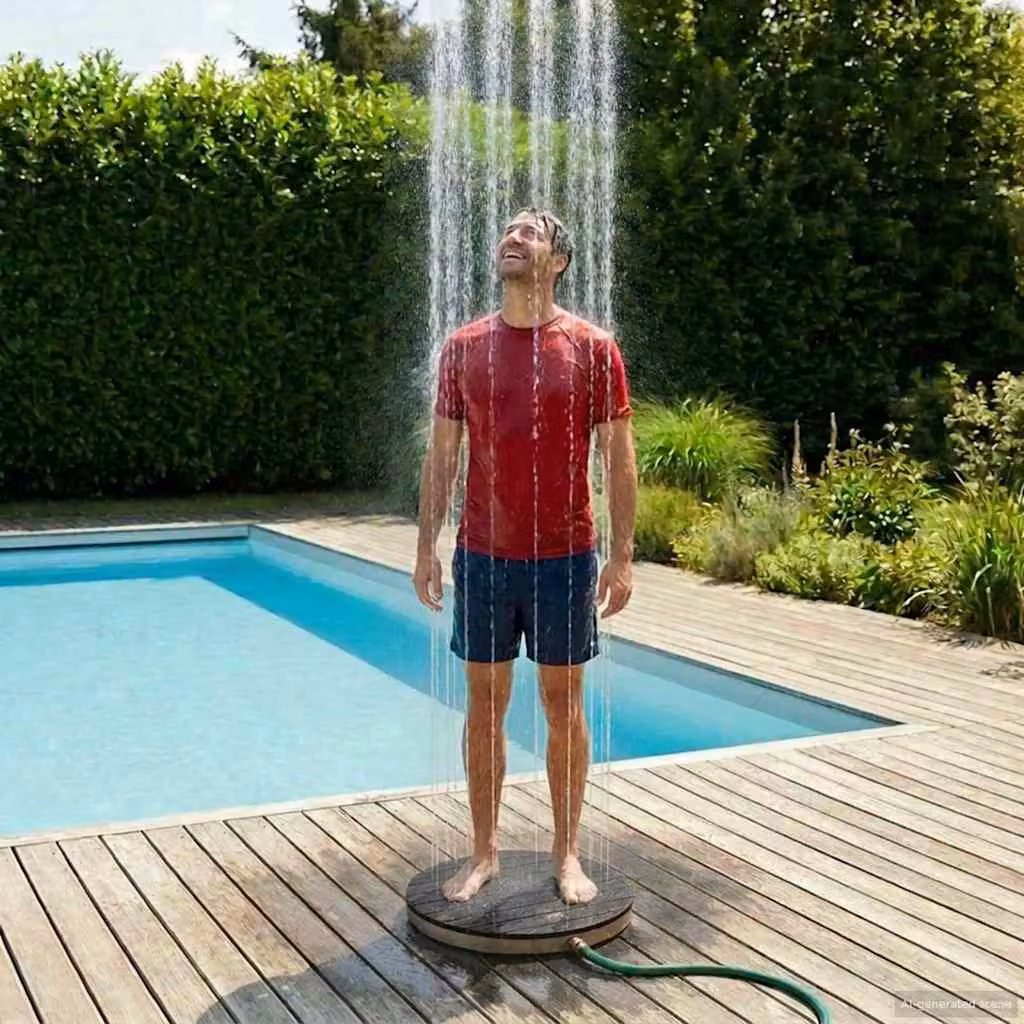 Doccia da giardino a pavimento vidaXL in WPC e acciaio inossidabile, antracite e marrone
