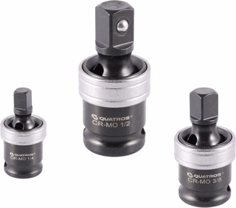 Set-kit adattatore bussola per avvitatore, snodo cardanico 1/4'', 3/8'' 1/2''in Cr-Mo, esagonale a impulsi, 3 pezzi