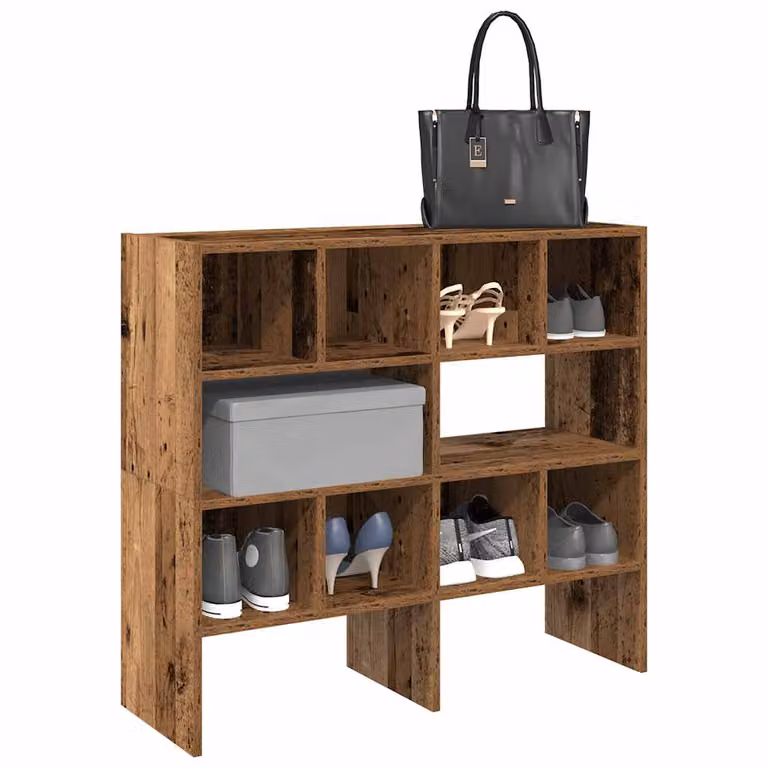 Set di 2 scarpiere impilabili vidaXL in legno color marrone antico L: 89,5 cm, P: 30 cm, H: 40 cm