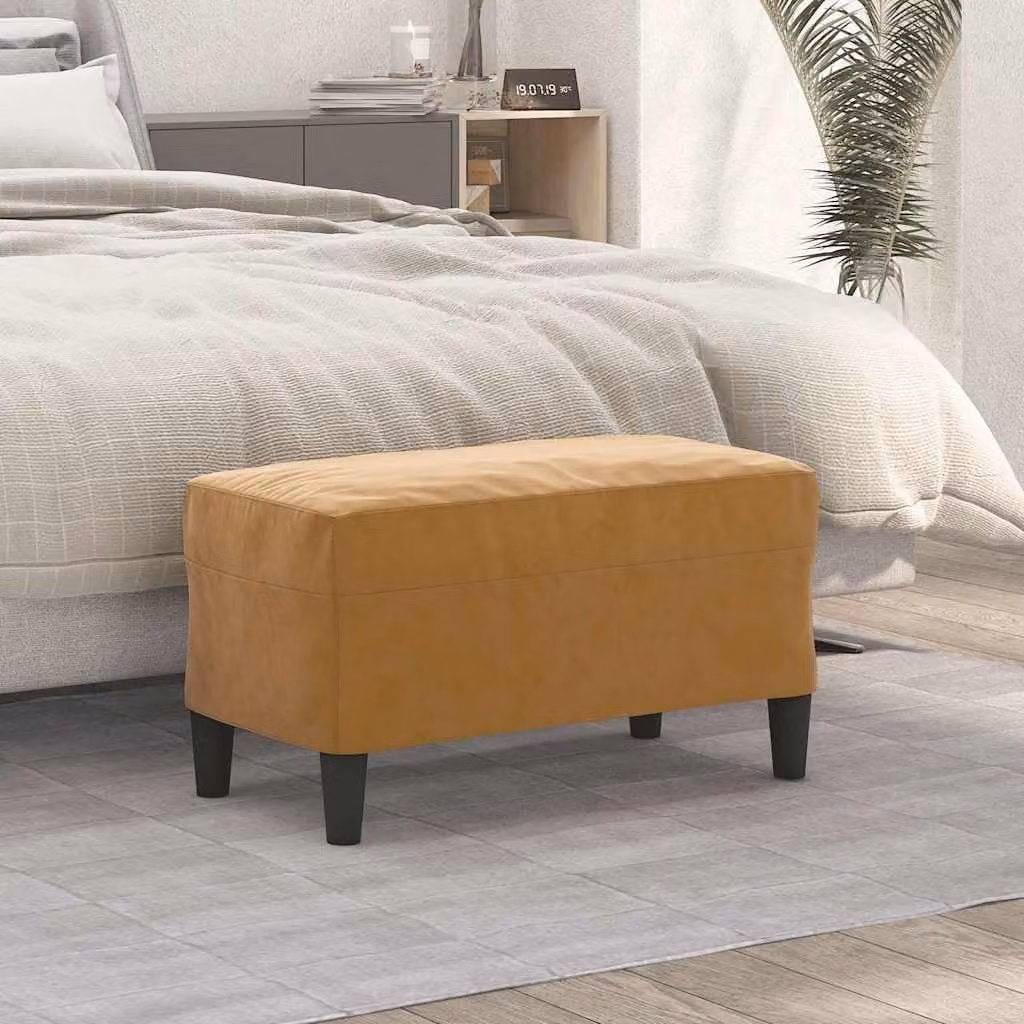 Panca moderna vidaXL in velluto marrone L: 70 cm, P: 35 cm, H: 41 cm
