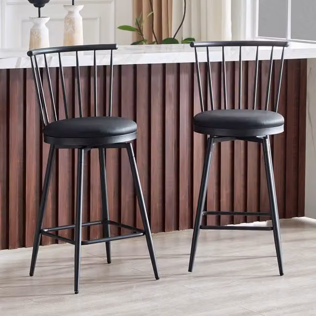SGABELLO DA BAR in stile Windsor, 73x45,5x45 cm, PU nero