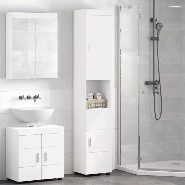 Set di armadi da bagno TULUM vidaXL bianco moderno L/P/H: 37 x 31,5 x 203 cm