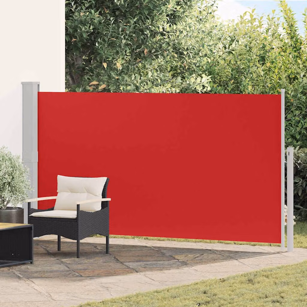 Tenda Laterale Retrattile per Patio vidaXL in Poliestere e Acciaio, Rosso, L: 300 cm, H: 170 cm