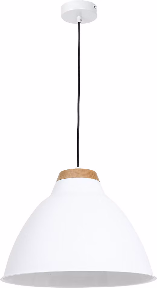 Lampada a sospensione vintage "Skal" in metallo bianco e legno lampada a sospensione soggiorno sala da pranzo tavolo da pranzo