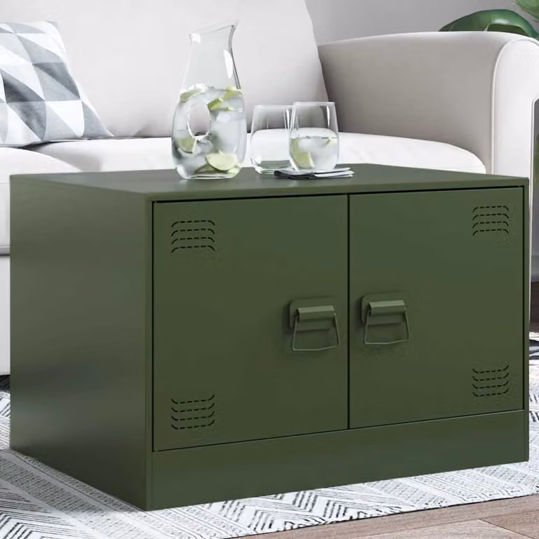 vidaXL Tavolino da Salotto Moderno in Metallo Verde, L: 67 cm, P: 50 cm, H: 44 cm