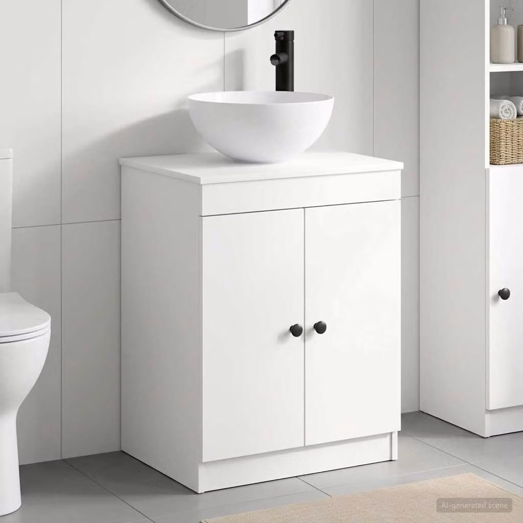 Set di mobili per il bagno moderno vidaXL in bianco con vanità e ante a cerniera L: 70,0 cm, P: 41,0 cm, H: 54,0 cm