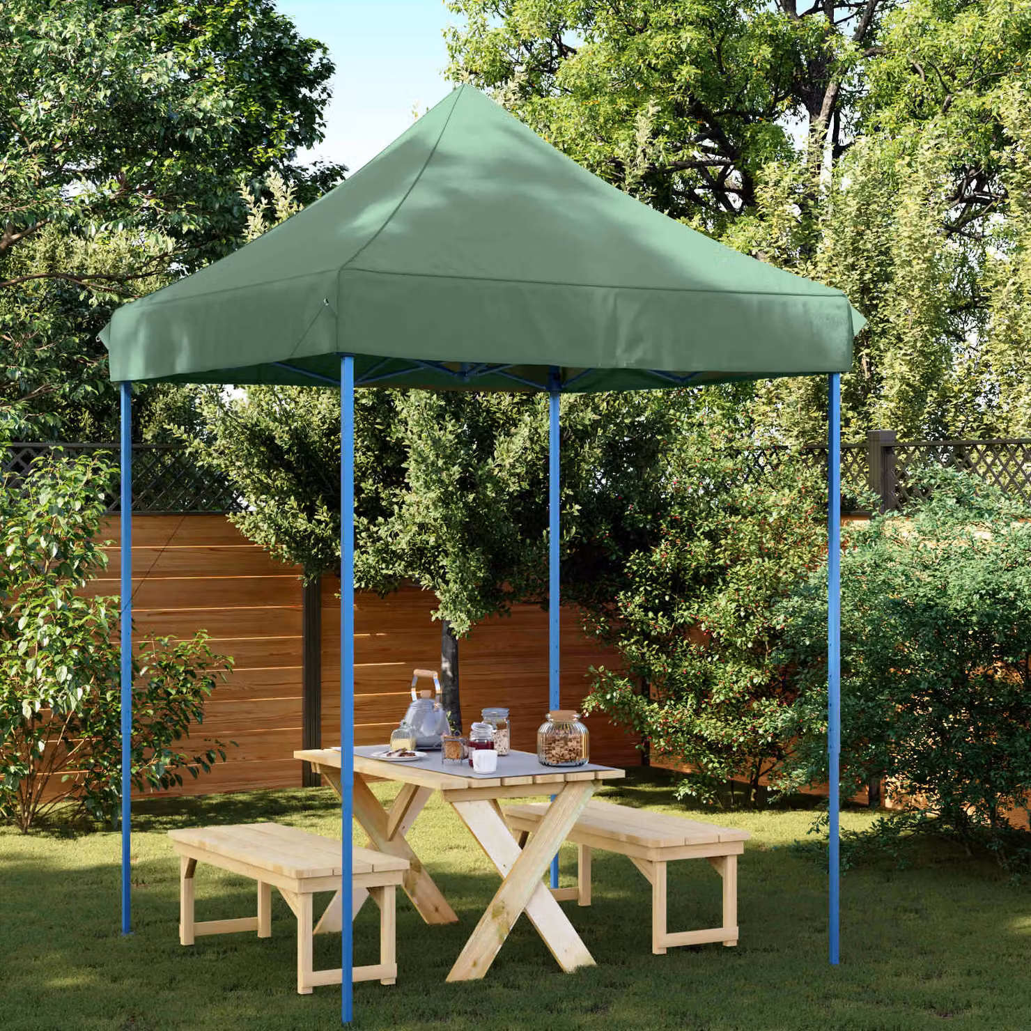Tenda Party vidaXL Verde in Tessuto Oxford e Acciaio L/P/H: 200 x 200 x 306 cm