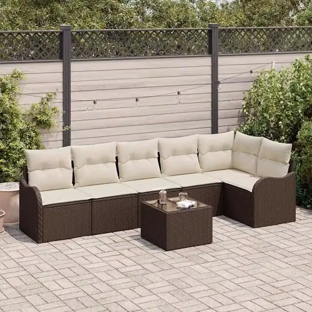 Set Divano da Giardino 7 pz Grigio polyrattan 3354397