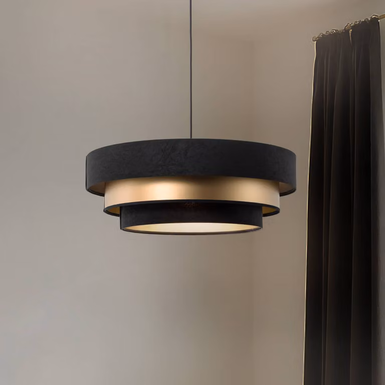 Lampada a sospensione Triniti Maco Design, dimmerabile, Nero, Soggiorno / Sala da pranzo, Tessuto / Stoffa / Seta, Lampada a sospensione