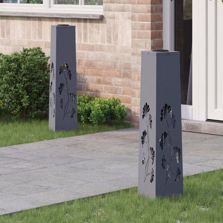Set di 2 faretti LED solari vidaXL per sentieri e giardino, colore grigio, luce bianco caldo, H x L x P: 80 x 18 x 18 cm