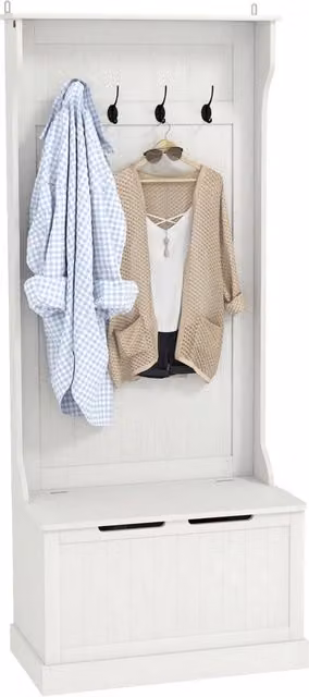 Mobile ingresso Xylo con portascarpe e appendiabiti bianco L: 71,5 cm, P: 39,5 cm, H: 170 cm