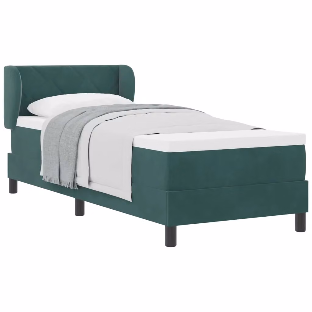 Letto a molle moderno vidaXL in velluto verde con testiera, L/P/H: 80 x 200 cm – 2