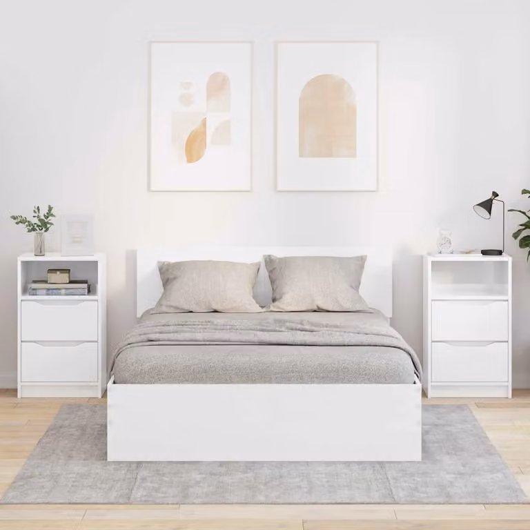 Set di 2 comodini vidaXL in bianco lucido, L 40 cm x P 30 cm x H 67 cm