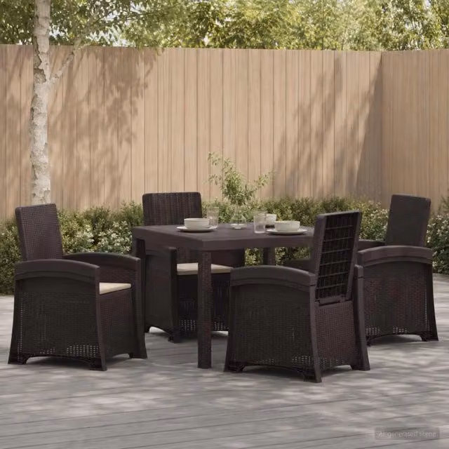 Set da Pranzo per Giardino 5 pz Marrone e Tortora PP 3430109