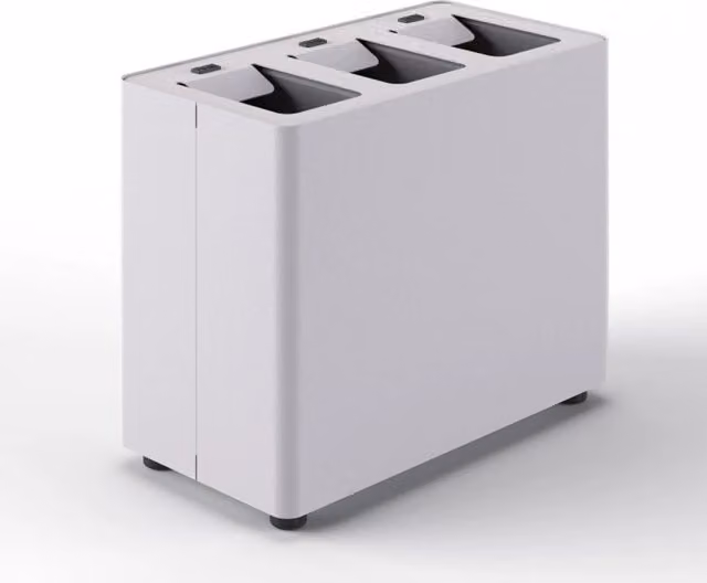Pattumiera a 3 Scomparti Totale 24 L 48,5x25,5x39 cm con Contenitori Interni in Acciaio Verniciato Bianco