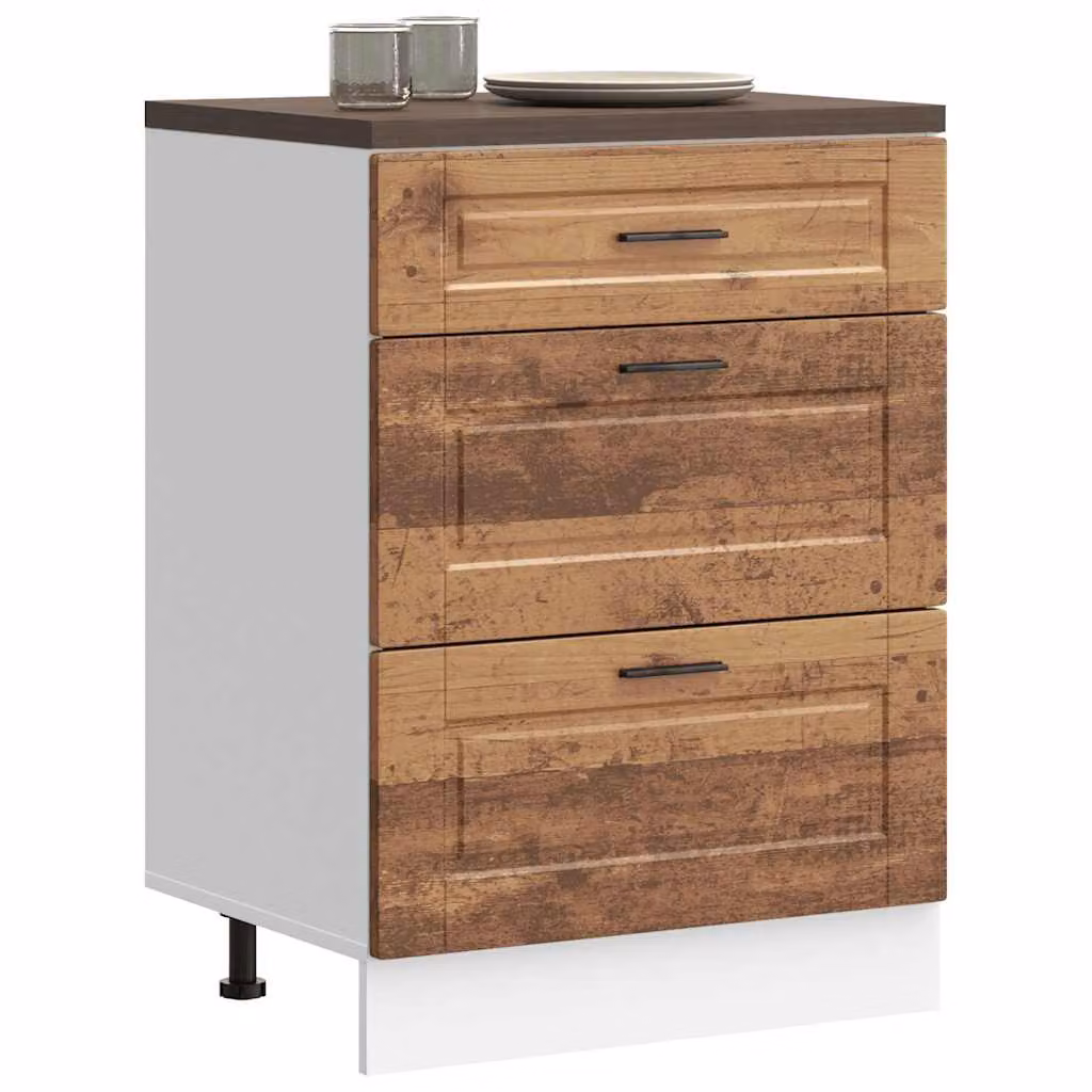 Base da cucina vidaXL in legno multistrato e MDF color marrone con cassetti interni e ante, stile classico, L: 60,0 cm, P: 46,0 cm, H: 81,5 cm