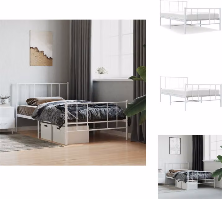 vidaXL Struttura letto con testiera e pediera in metallo bianco 80x200 cm - Letti e strutture letto