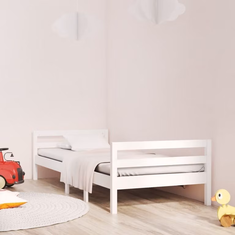 The Living Store Letto in legno massiccio bianco 75x190 cm pino