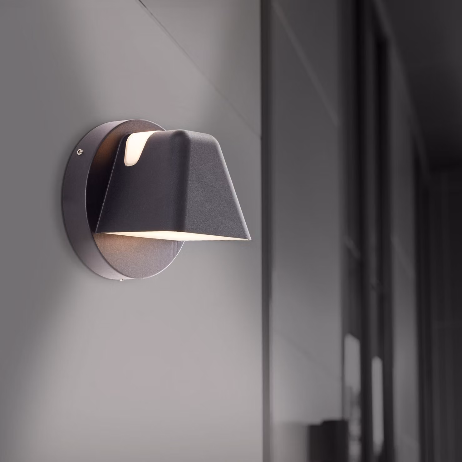 Lampada da parete esterna a LED, con due luci, grado di protezione IP44, colore nero, dimensioni 12,5 cm