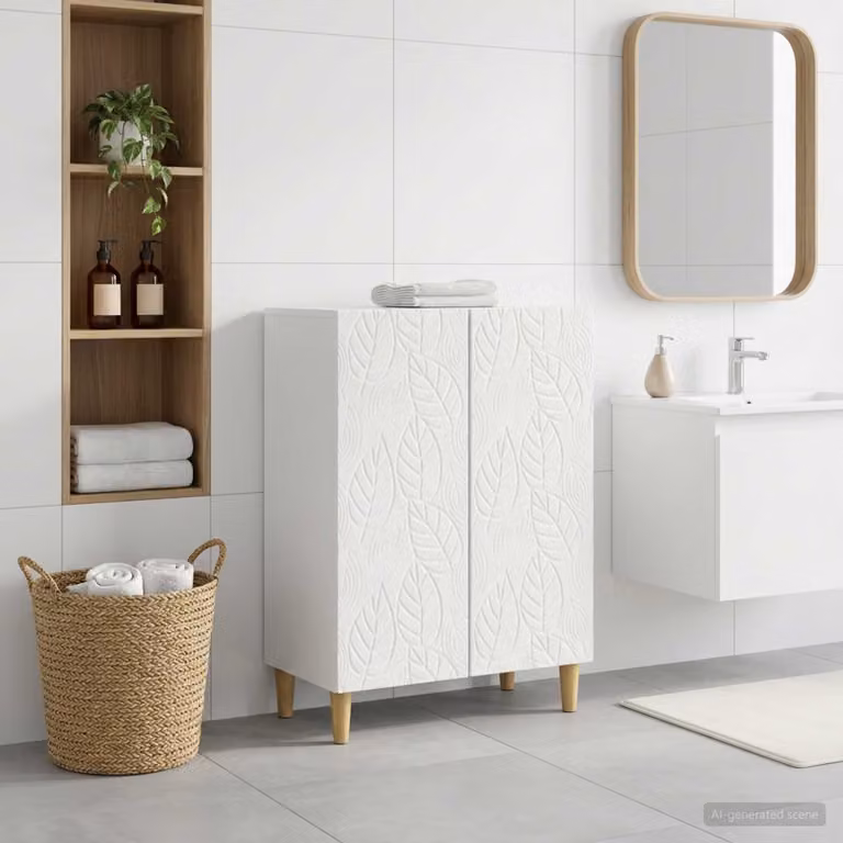 Mobiletto da bagno moderno vidaXL DELFT bianco L/P/H: 59,5 x 31 x 80 cm