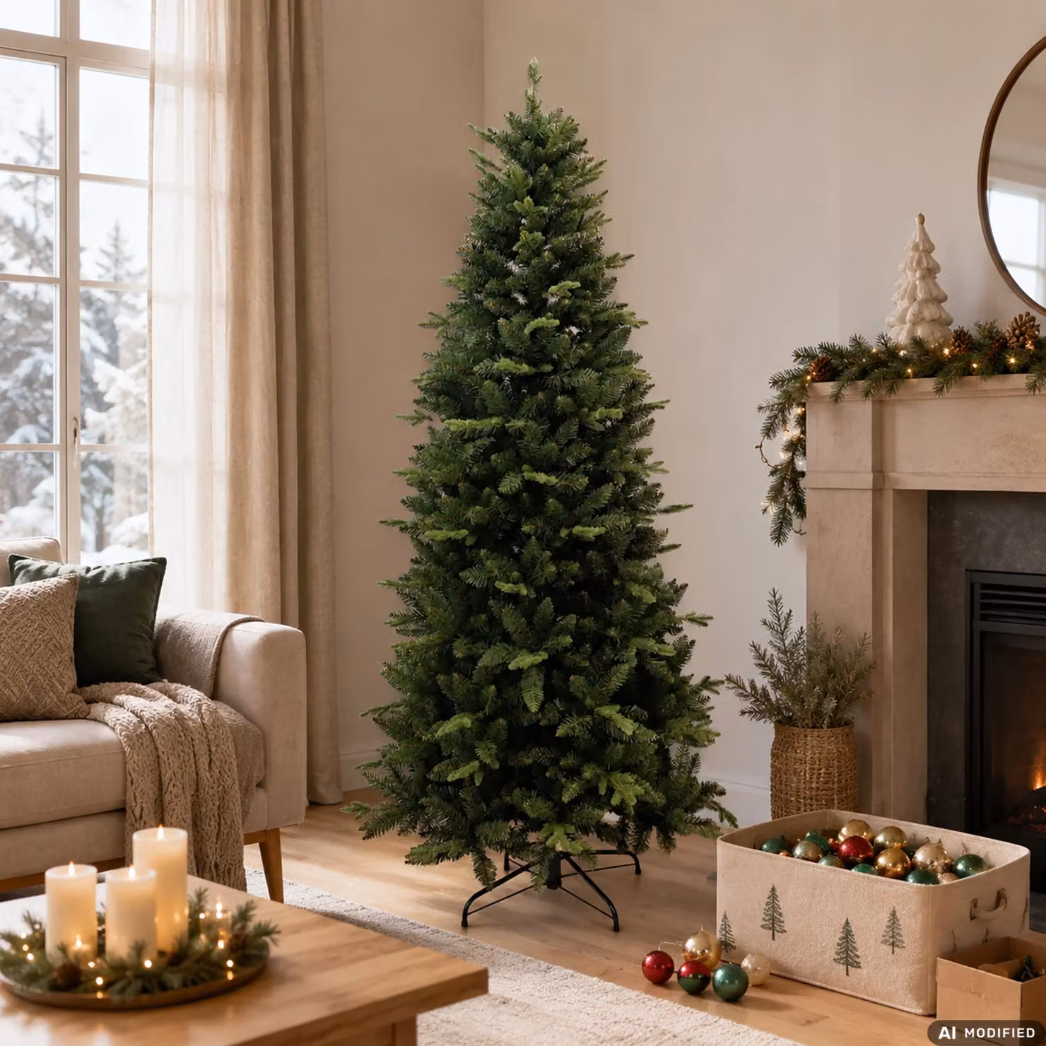 Albero di Natale Artificiale Nevada Vestiamo Casa, Verde, H 180 cm, Diametro alla base: 91 cm – 2
