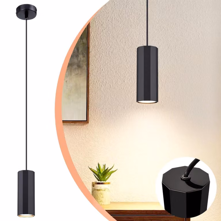 ZMH luce a sospensione metallo nero 1 fiamma lampada a sospensione lampada a sospensione GU10 moderno industriale luce a sospensione per soggiorno sala da pranzo cucina camera da letto