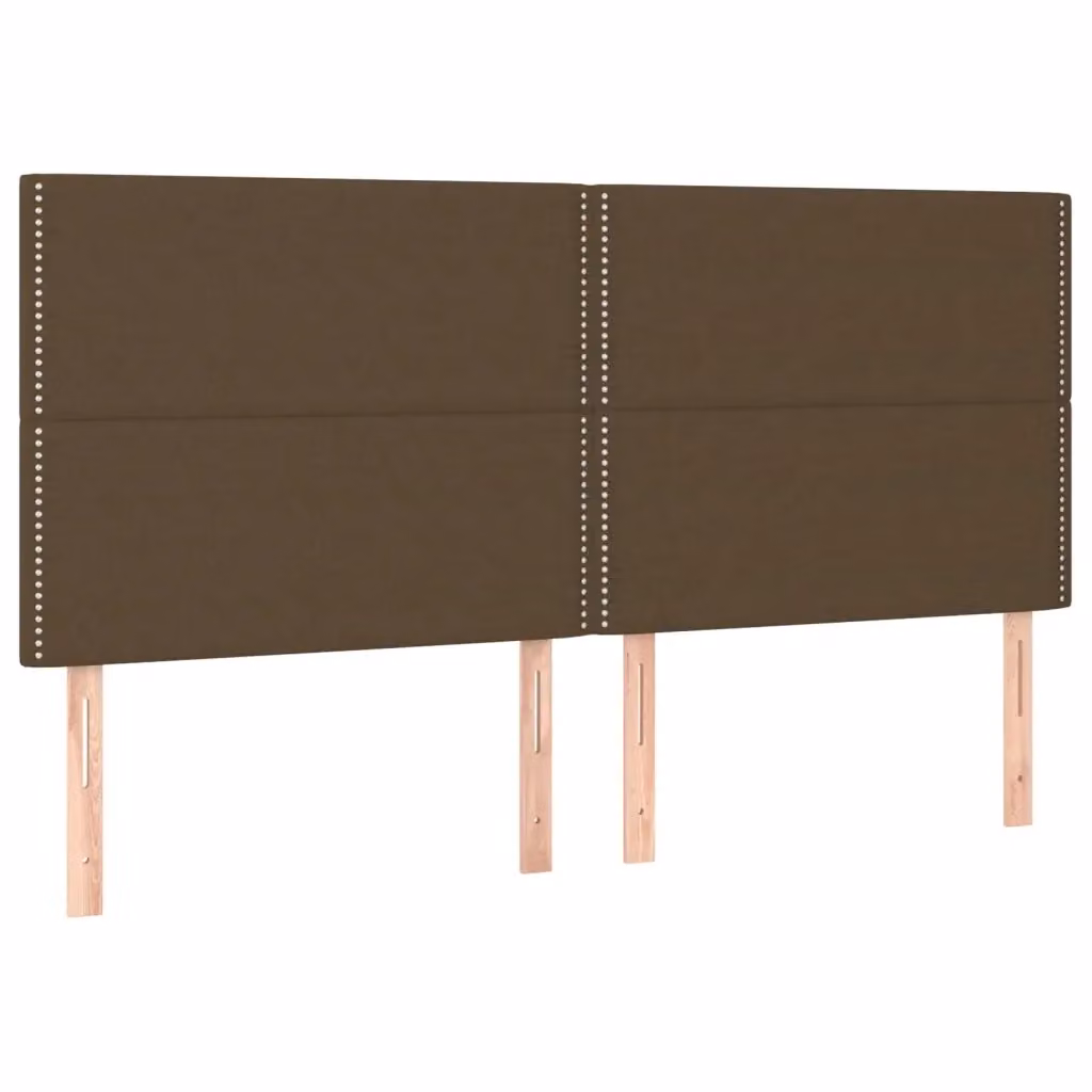 Set di 4 testiere VIDAXL in tessuto marrone scuro con struttura in legno, L: 100 cm, P: 5 cm, H: 78-88 cm – 2