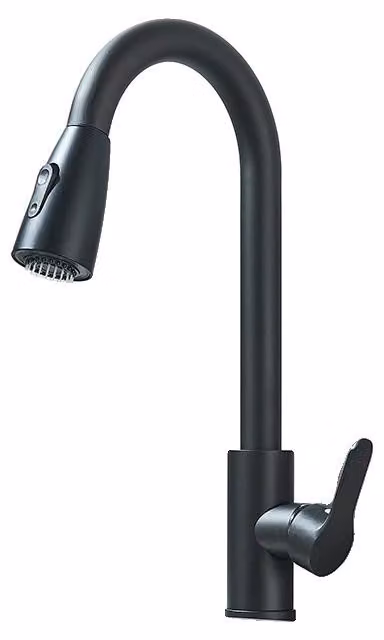 Rubinetto da cucina, doccetta estraibile, monocomando, nero opaco