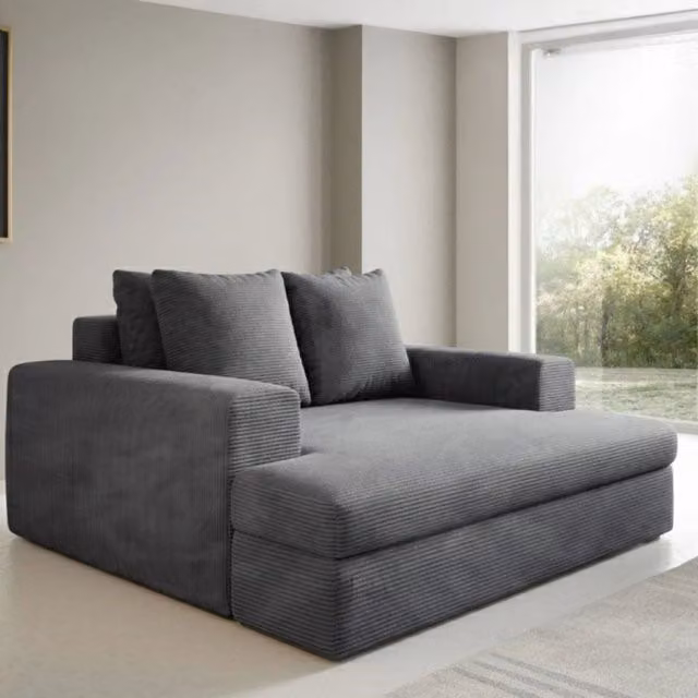 Comazzo Divano Fisso 2 Posti Moderno con Cuscini Sfoderabili in Tessuto Grigio L: 162 cm, P: 167 cm, H: 86 cm – 1