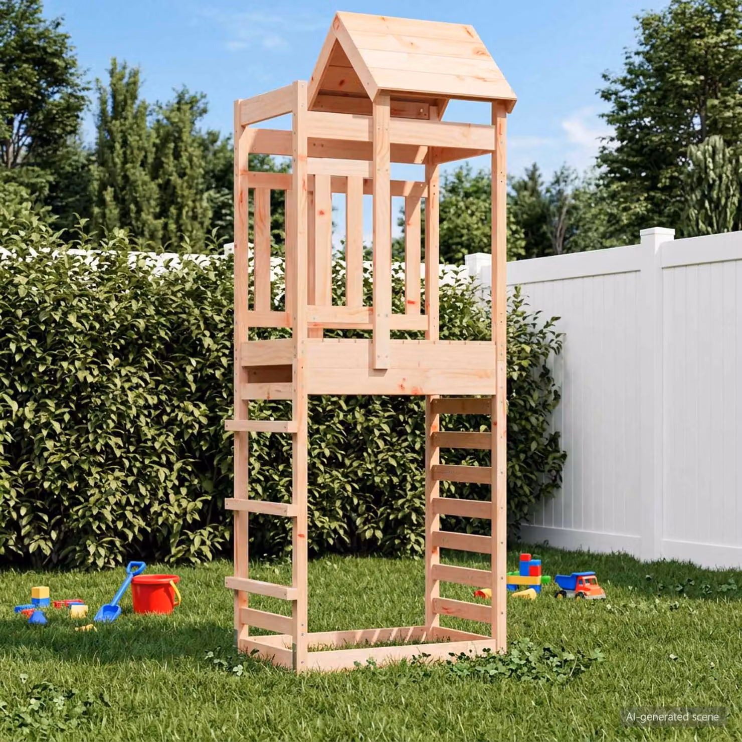 vidaXL Torre da Gioco in Legno Douglas Solido Marrone L: 52,5 cm, P: 85 cm, H: 238 cm