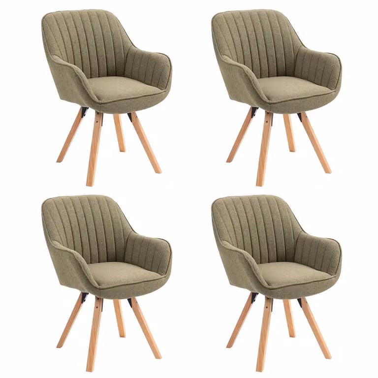 Meubles Cosy - Set di 4 comode sedie da pranzo in tessuto verde con rotazione a 360° - CARSON