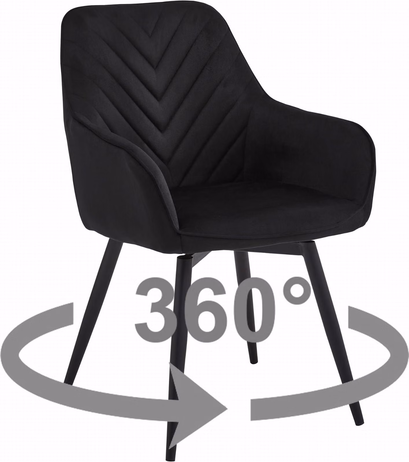 Sedia NANA360 - velluto nero / gambe nere x 1