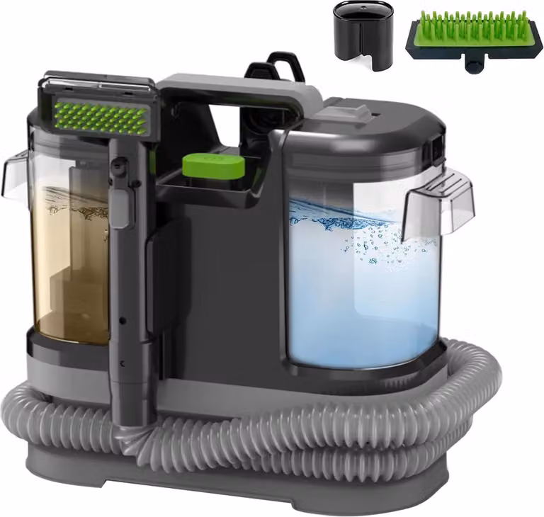 Pulitore per tappeti, doppio serbatoio dell'acqua, design portatile, nero, UE