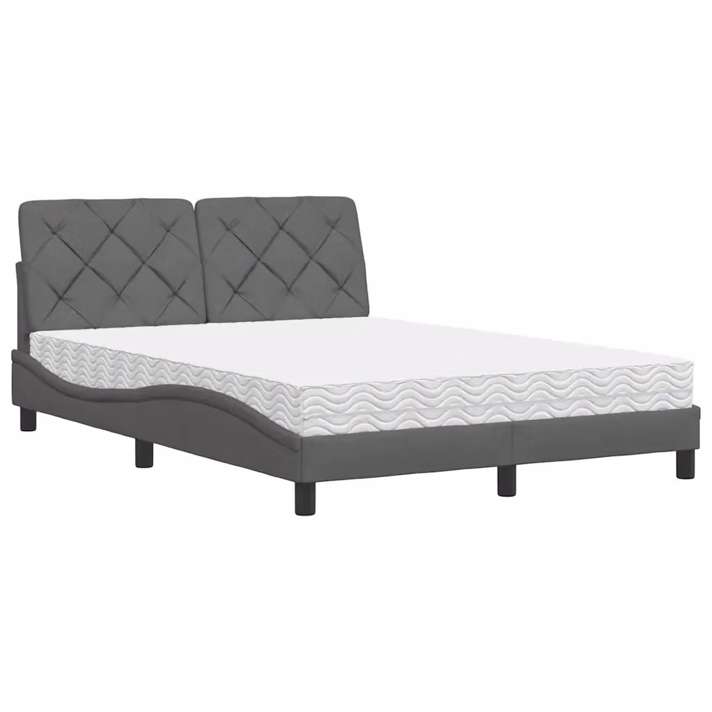 Letto moderno vidaXL con materasso in schiuma, colore grigio e bianco, L/P/H: 120 x 200 x 74,5 cm – 2