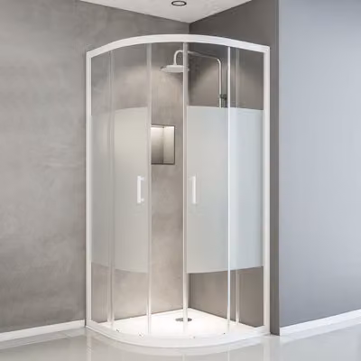 SCHULTE Cabina doccia angolare Sunny ExpressPlus R550, dimensioni 90 x 90 x 190 cm, finitura "Dezent Light", profilo di colore bianco alpino