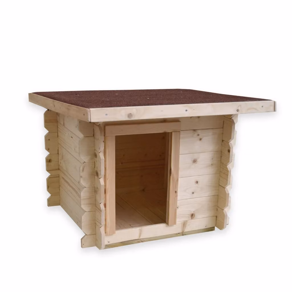 Cuccia per cani Alce in legno di pino rosso con tetto rimovibile e pavimento rialzato L: 77 cm, P: 60 cm, H: 64 cm – 2