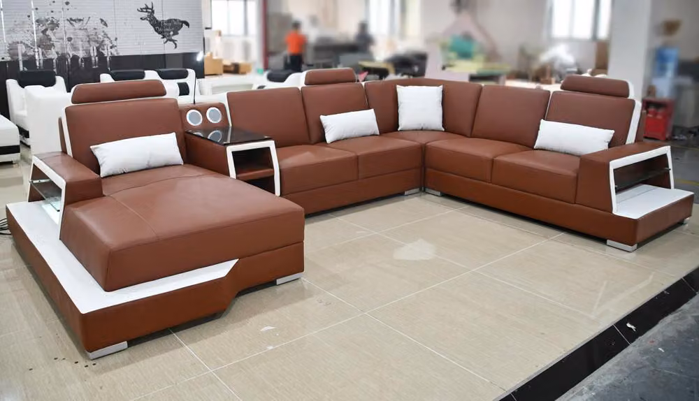 Ecksofa led beleuchtet couch sofa eck ledersofa couchen wohnlandschaft garnitur