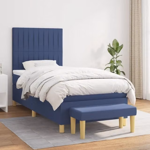 Giroletto a Molle con Materasso-Struttura Letto Blu 80x200 cm inTessuto 788026
