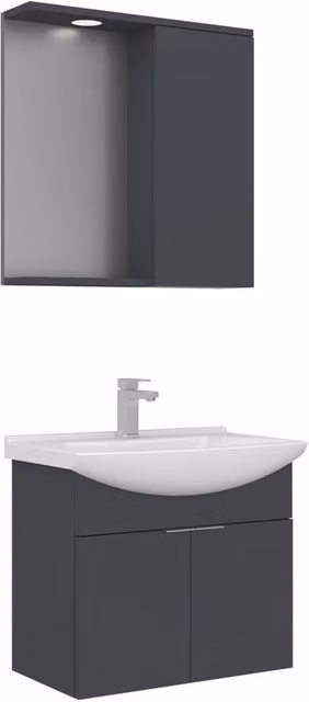 Set mobile lavabo con specchio (2 pezzi) "Purus 65" - 65 x 50 x 58 cm - Antracite opaco