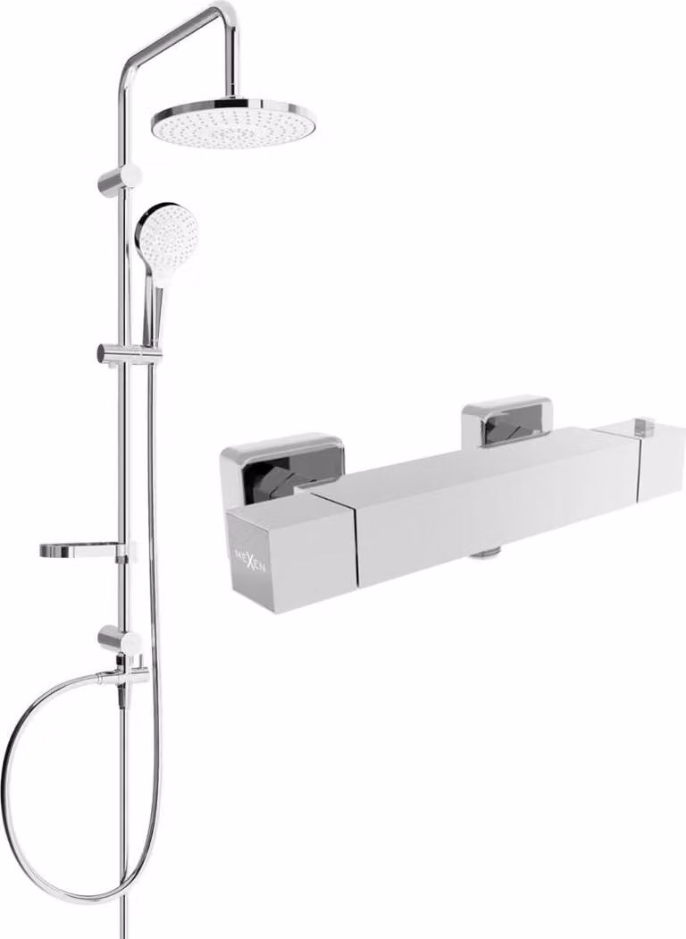 Mexen Erik set doccia esterno con soffione e rubinetto doccia termostatico Cube, cromo - 77200205-00