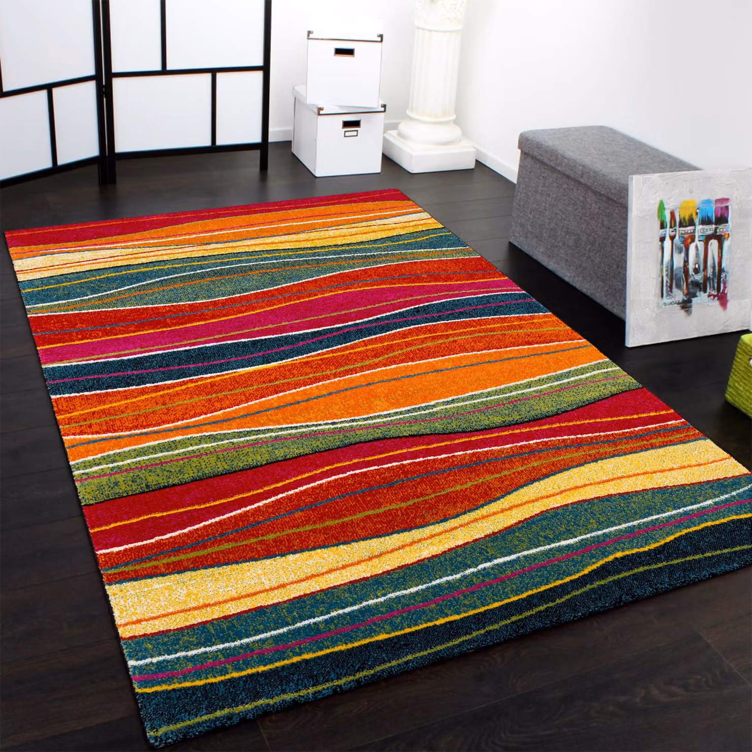 Tappeto Horizon multicolore a righe con design moderno L: 290 cm, P: 200 cm – 4
