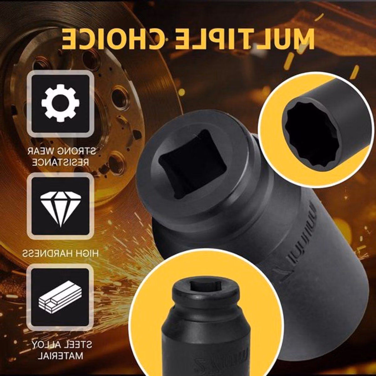 Chiave dinamometrica da 27 mm, attacco 1/2 pollice, a 12 lati, chiave a percussione per uso professionale, realizzata in acciaio cromo-molibdeno, resistente e robusta