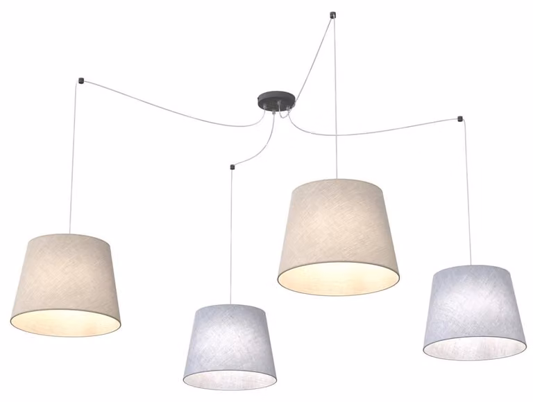Lampada a sospensione ASCOT nero-grigio 4xE27x20W in tessuto, dimensioni: 200x200x200 cm, IP20, Emibig